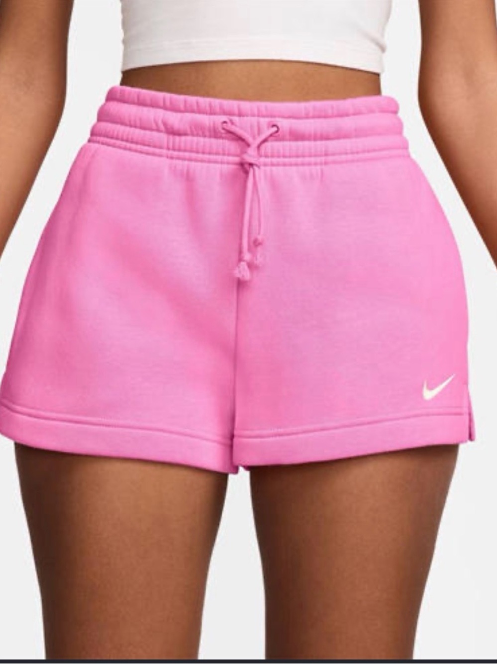 Nike Standard Fit Mid Rise Women's Pink Athletic 4”Length Drawstring Shorts